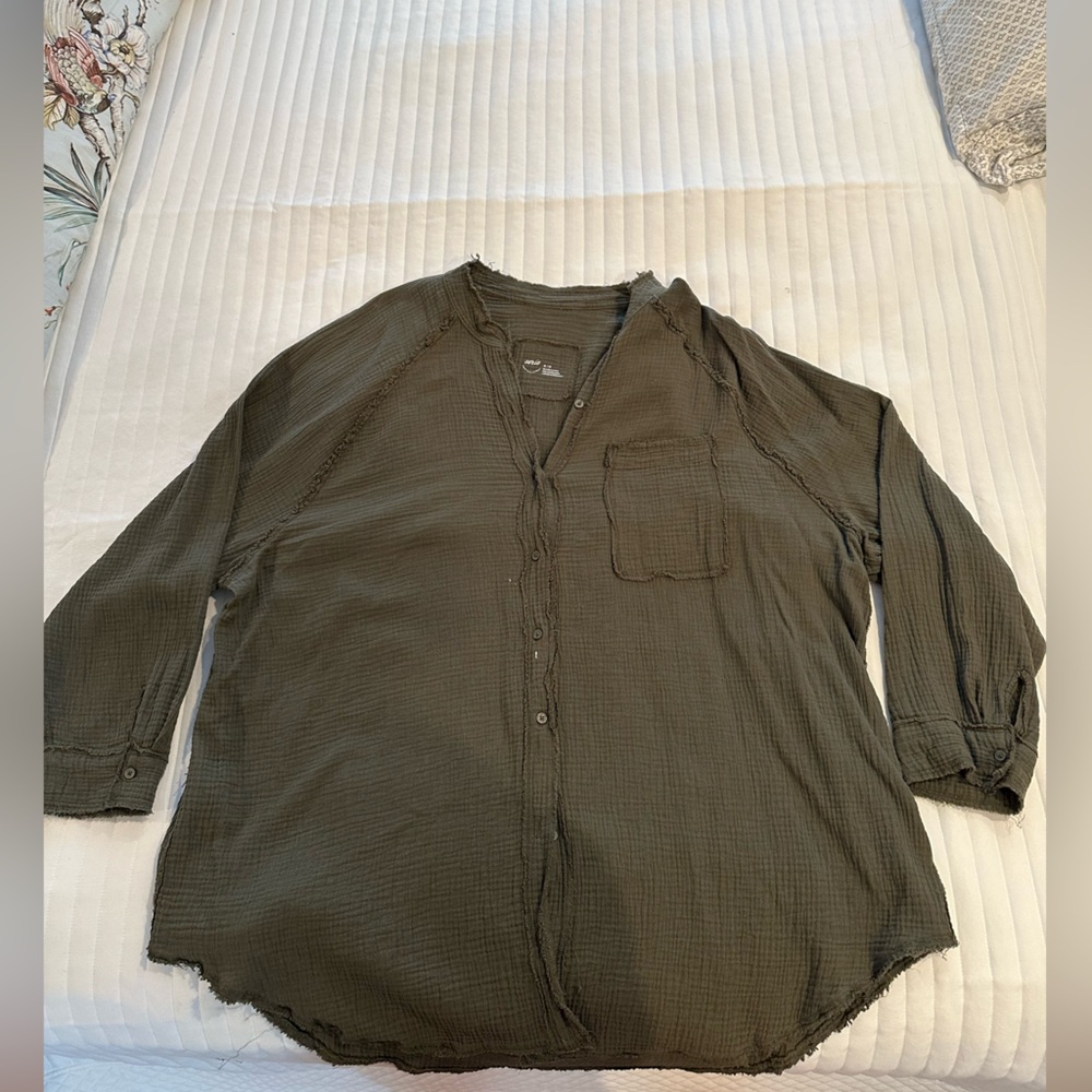 Aerie Olive Green Button-Up Jacket